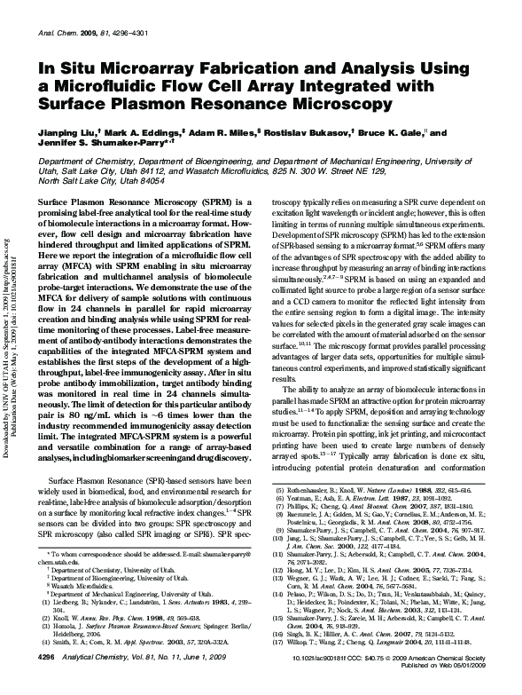 (PDF) In Situ Microarray Fabrication and Analysis Using a Microfluidic ...
