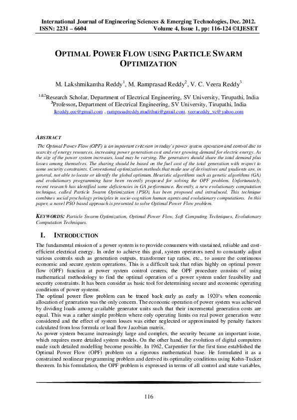 (PDF) Optimal power flow using particle swarm optimization