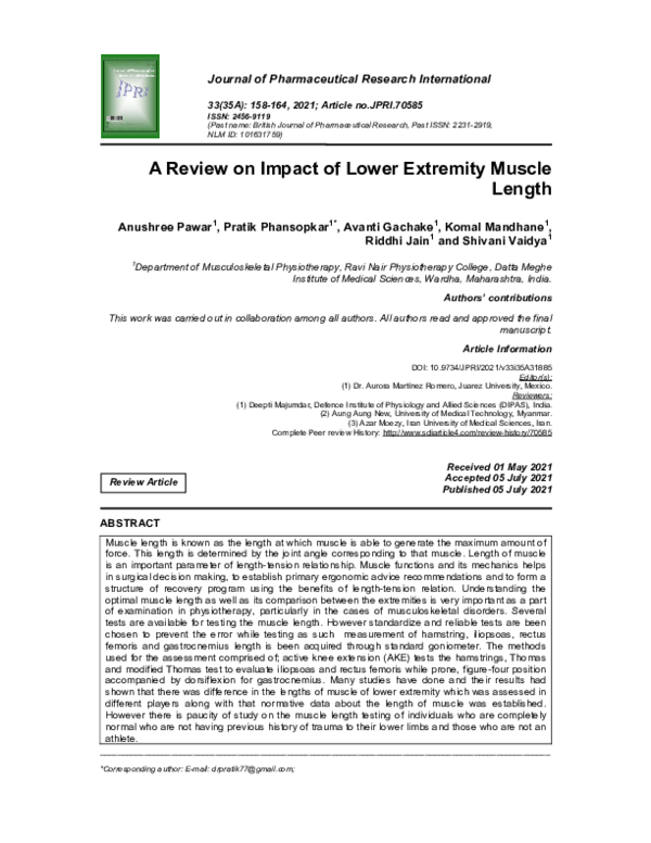 (PDF) A Review on Impact of Lower Extremity Muscle Length