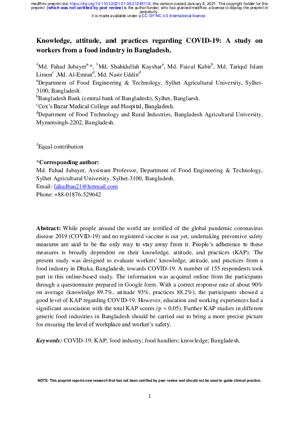 (PDF) Knowledge, attitude, and practices regarding COVID-19: A study on ...