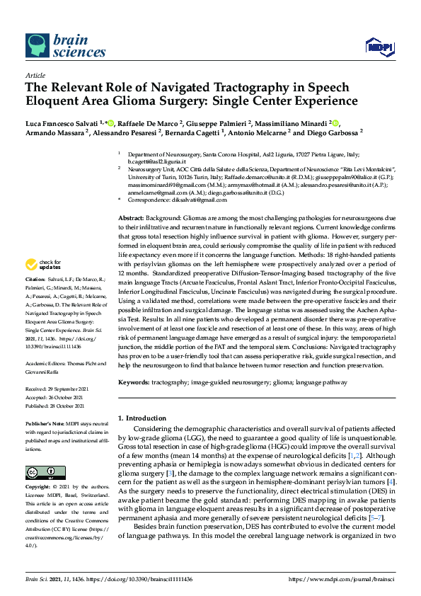 (PDF) The Relevant Role of Navigated Tractography in Speech Eloquent ...
