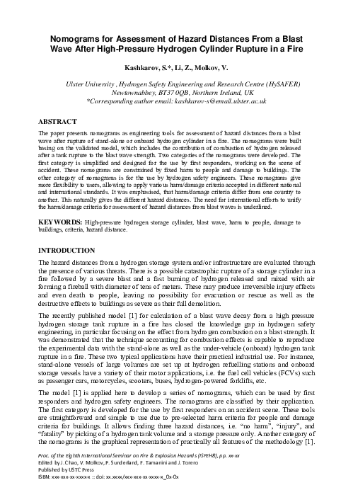 (PDF) Nomograms for Assessment of Hazard Distances From a Blast Wave ...