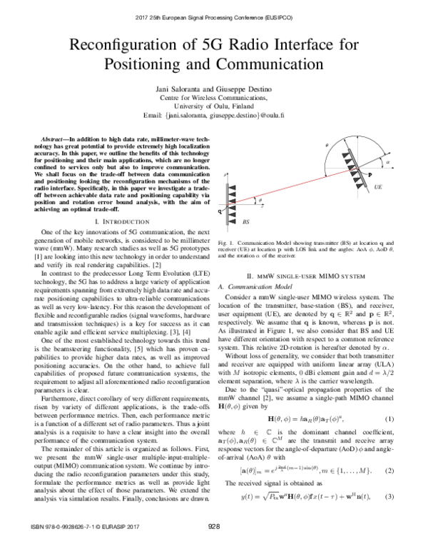 (PDF) Reconfiguration of 5G radio interface for positioning and ...