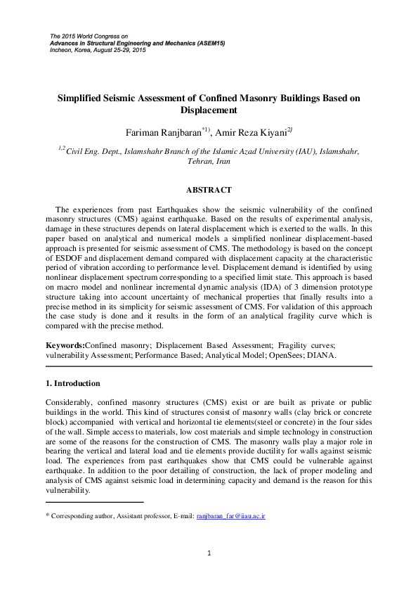 (PDF) Simplified Seismic Assessment of Confined Masonry Buildings Based ...