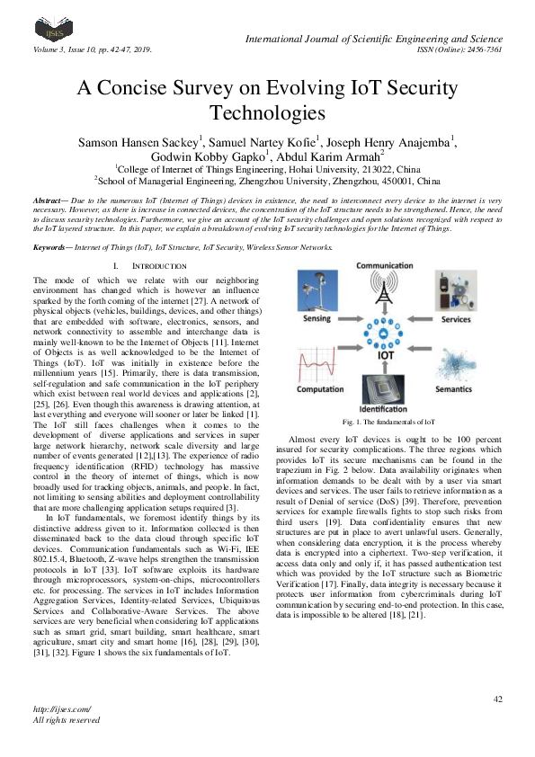 (PDF) A Concise Survey on Evolving IoT Security Technologies