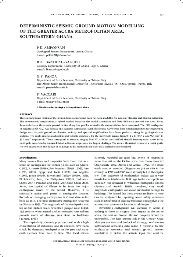 (PDF) Deterministic seismic ground motion modelling of the greater ...