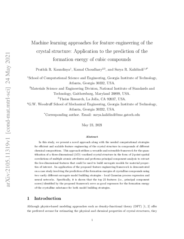 (PDF) Machine learning approaches for feature engineering of the ...