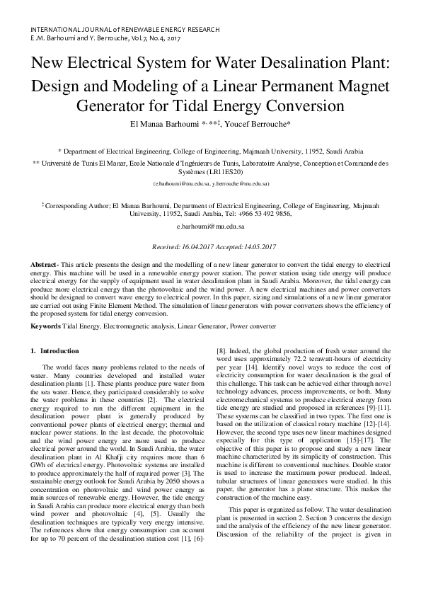 (PDF) Design and Modeling of a Linear Permanent Magnet Generator for ...