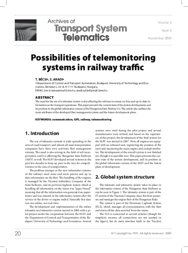 (PDF) Possibilities of telemonitoring systems in railway traffic