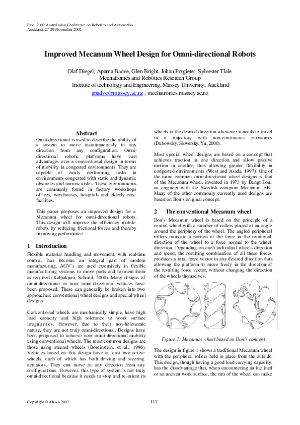 (PDF) Improved Mecanum Wheel Design for Omni-directional Robots