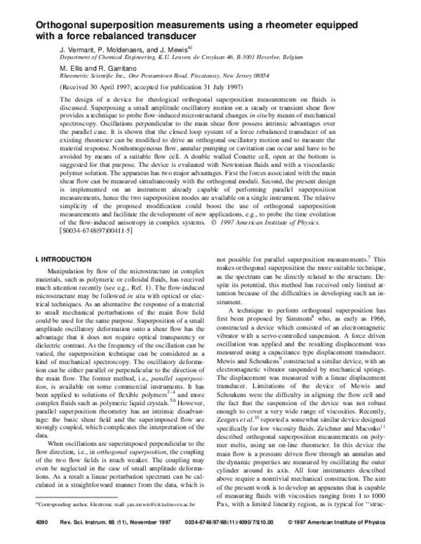 (PDF) Orthogonal superposition measurements using a rheometer equipped ...
