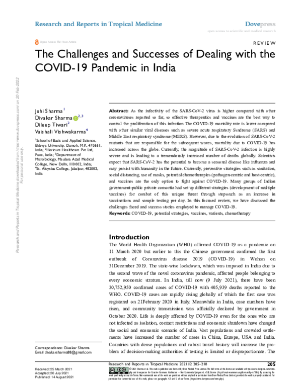 (PDF) The Challenges and Successes of Dealing with the COVID-19 ...