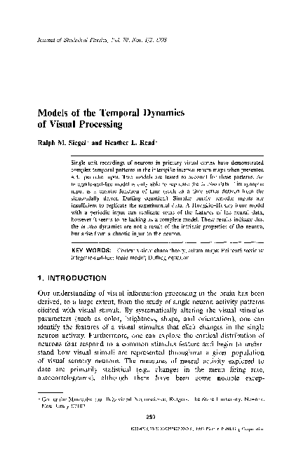 (PDF) Models of the temporal dynamics of visual processing
