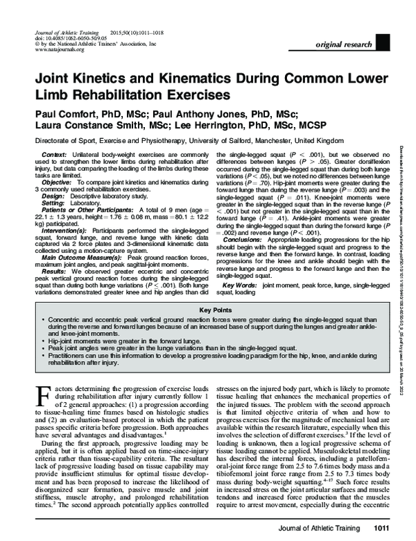 (PDF) Joint Kinetics and Kinematics During Common Lower Limb ...