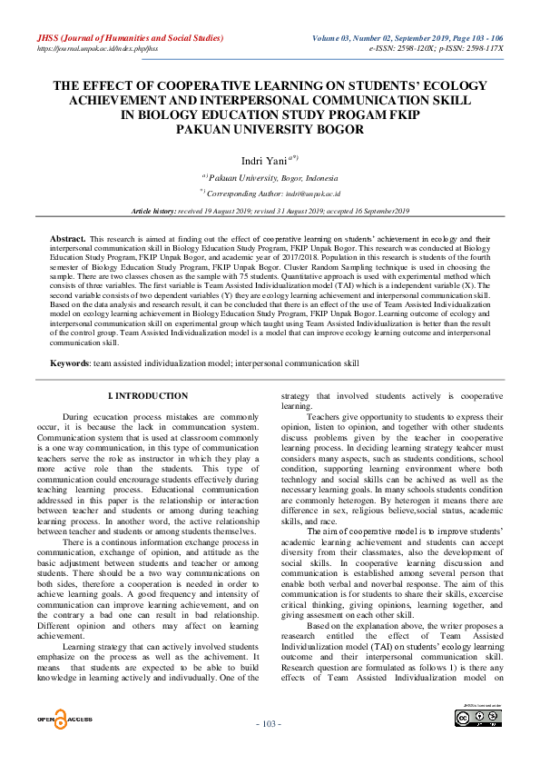 (PDF) The Effect of Cooperative Learning on Students’ Ecology ...