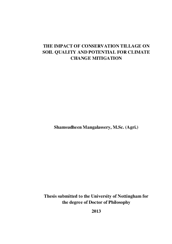 (PDF) The impact of conservation tillage on soil quality and potential ...