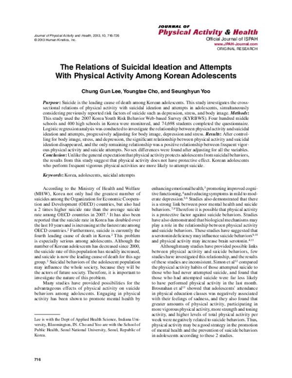 (PDF) The Relations of Suicidal Ideation and Attempts with Physical ...