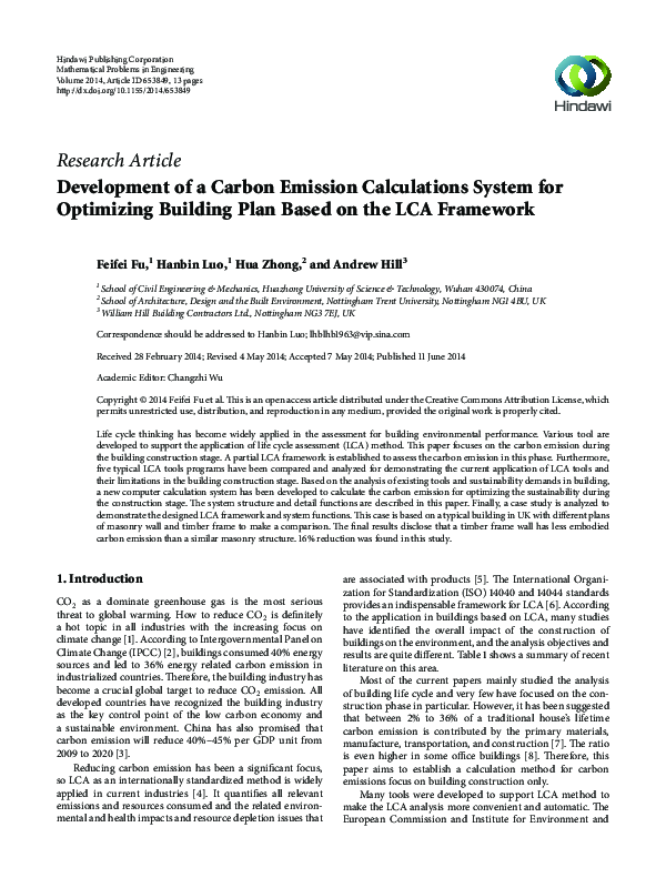 (PDF) Development of a Carbon Emission Calculations System for ...