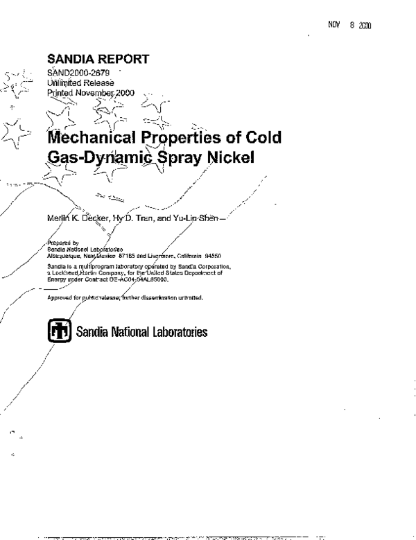 (PDF) Mechanical properties of cold gas-dynamic spray nickel