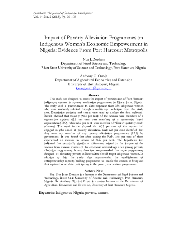 (PDF) Impact of Poverty Alleviation Programmes on Indigenous Women's ...