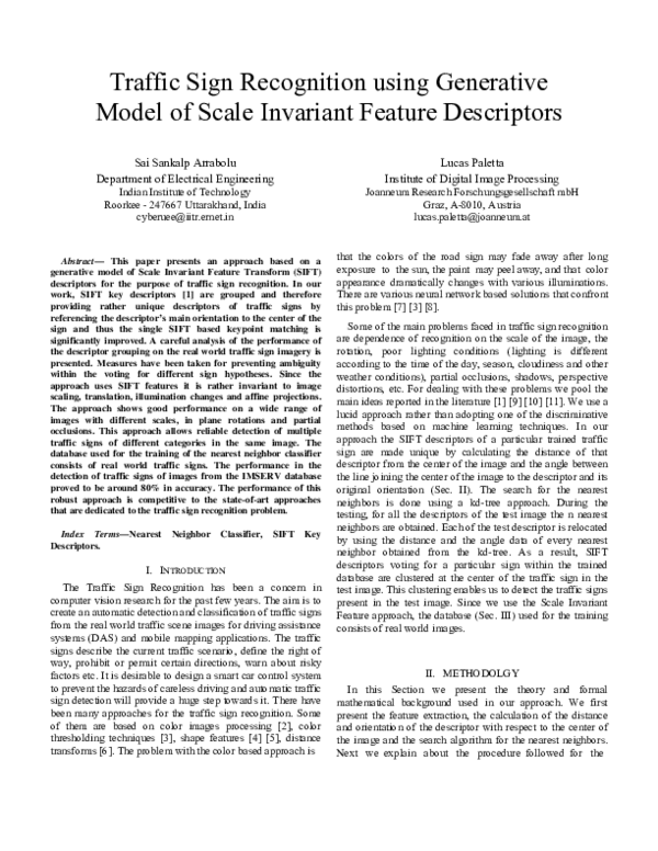 (PDF) Traffic Sign Recognition using Generative Model of Scale ...