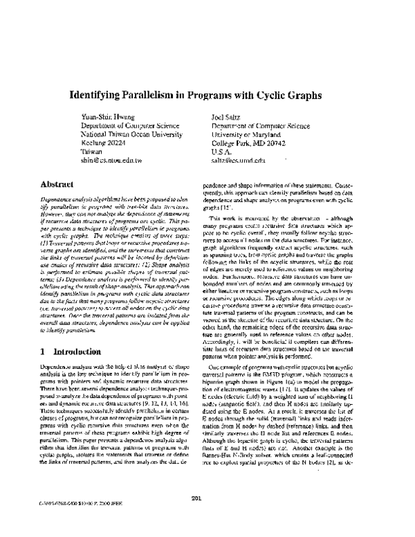 (PDF) Identifying parallelism in programs with cyclic graphs