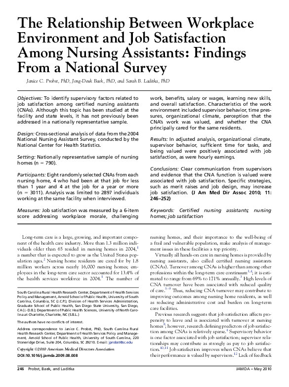 (PDF) The Relationship Between Workplace Environment and Job ...