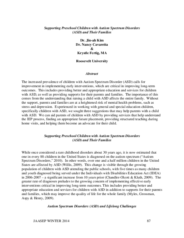 (PDF) Supporting Preschool Children with Autism Spectrum Disorders (ASD ...