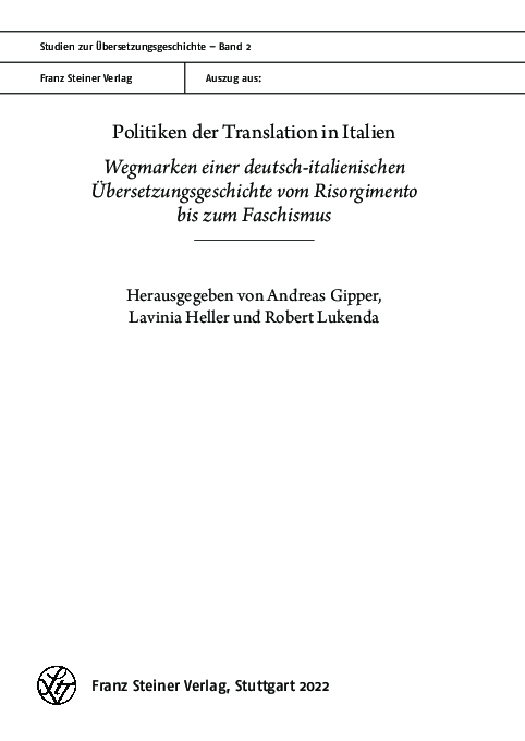 PDF) Eine späte Reaktion: Die Übersetzungspolitiken des faschistischen  Regimes in Italien