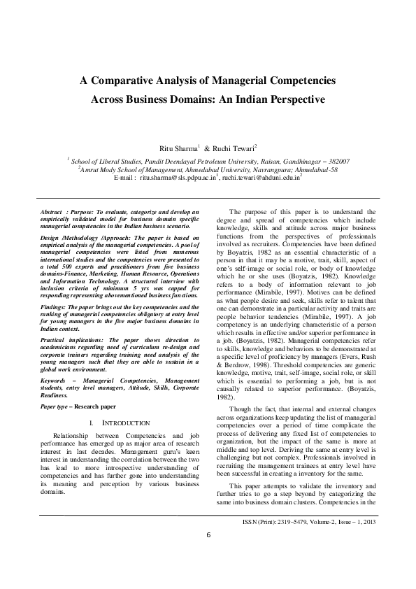 (PDF) A Comparative Analysis of Managerial Competencies Across Business ...