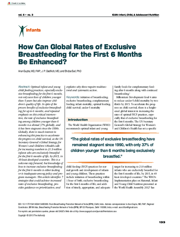 (PDF) How Can Global Rates of Exclusive Breastfeeding for the First 6 ...
