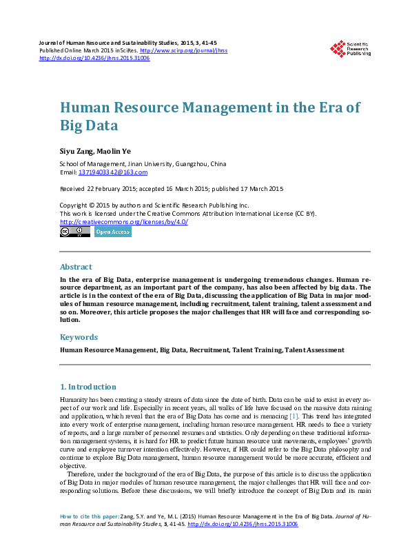 (PDF) Human Resource Management in the Era of Big Data