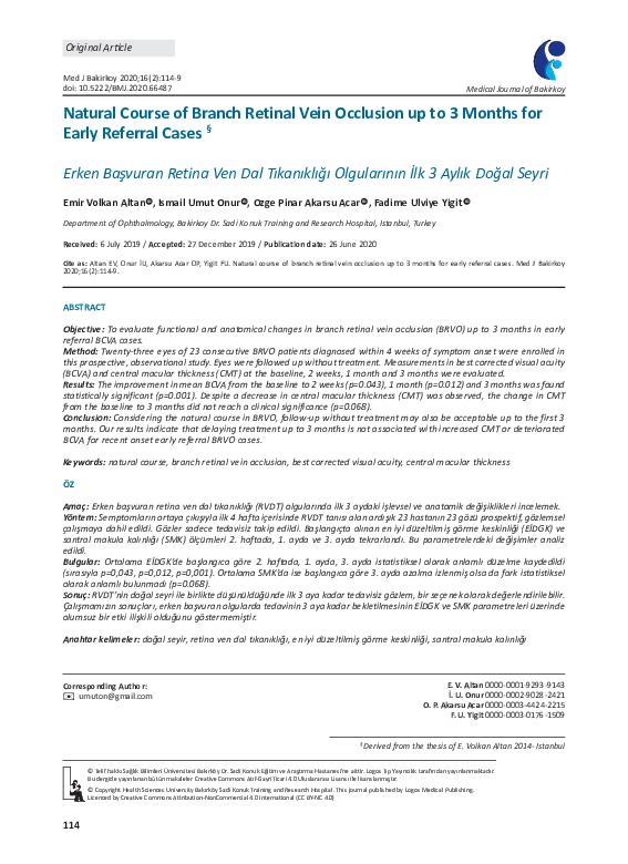 (PDF) Natural Course of Branch Retinal Vein Occlusion up to 3 Months ...