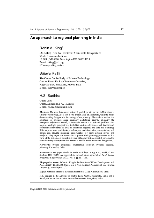 (PDF) An approach to regional planning in India