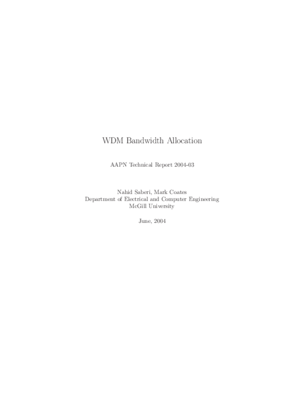 (PDF) WDM Bandwidth Allocation