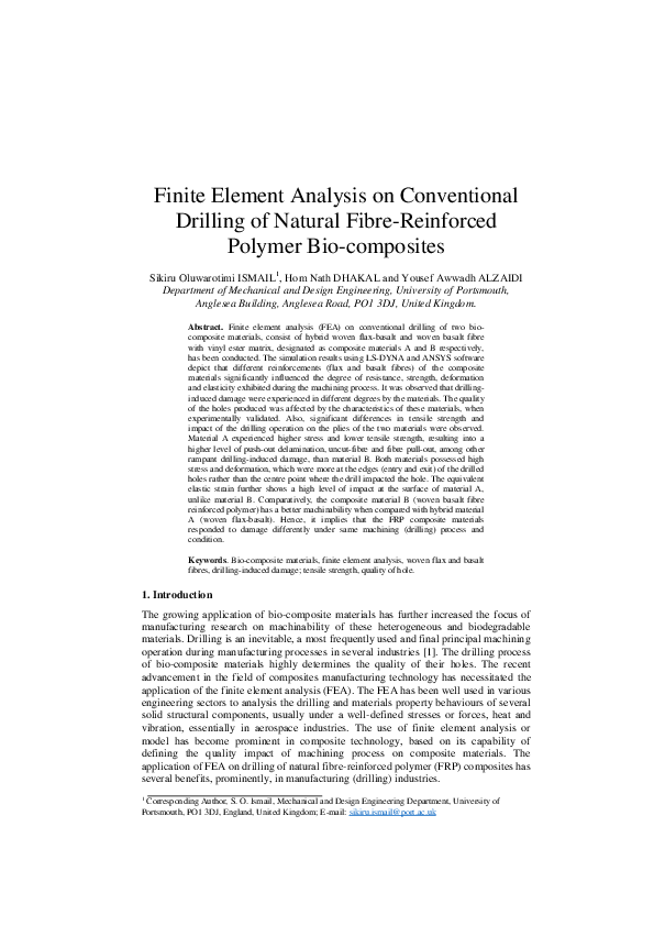 (PDF) Finite element analysis on conventional drilling of natural fibre ...