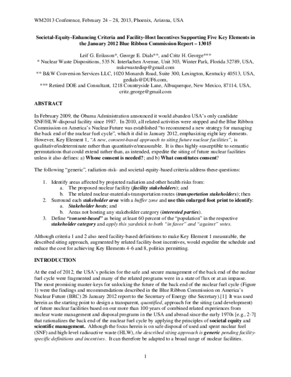 (PDF) Societal-Equity-Enhancing Criteria and Facility-Host Incentives ...