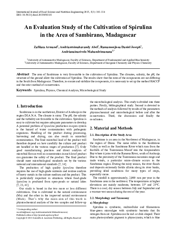 (PDF) Spirulina Cultivation A Review Dr. P. Saranraj Academia.edu