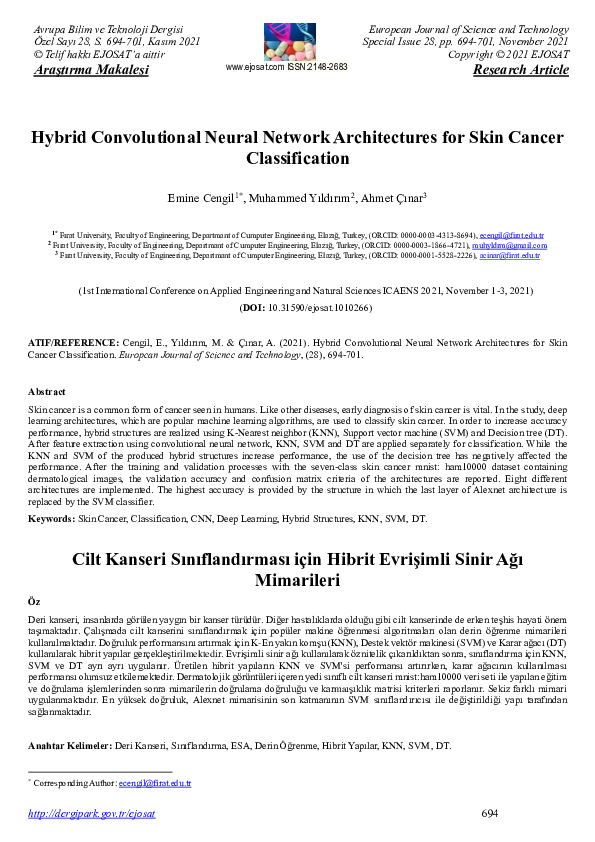 (PDF) Hybrid Convolutional Neural Network Architectures for Skin Cancer ...