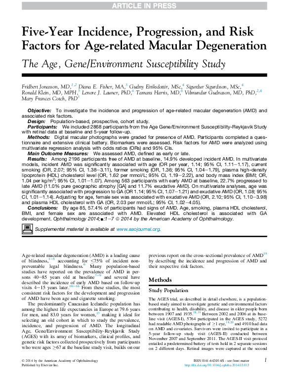 (PDF) Five-Year Incidence, Progression, and Risk Factors for Age ...