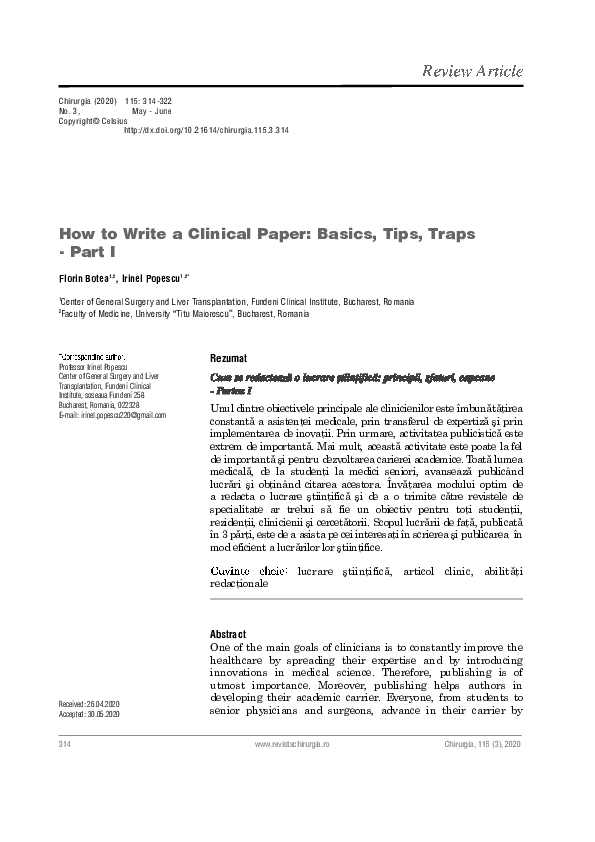 (PDF) How to Write a Clinical Paper: Basics, Tips, Traps - Part I