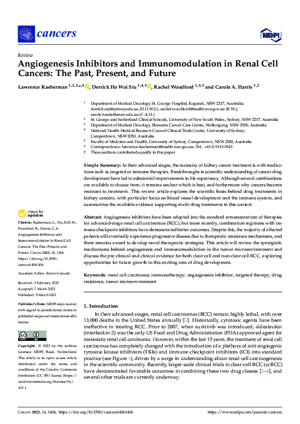 (PDF) Angiogenesis Inhibitors and Immunomodulation in Renal Cell ...
