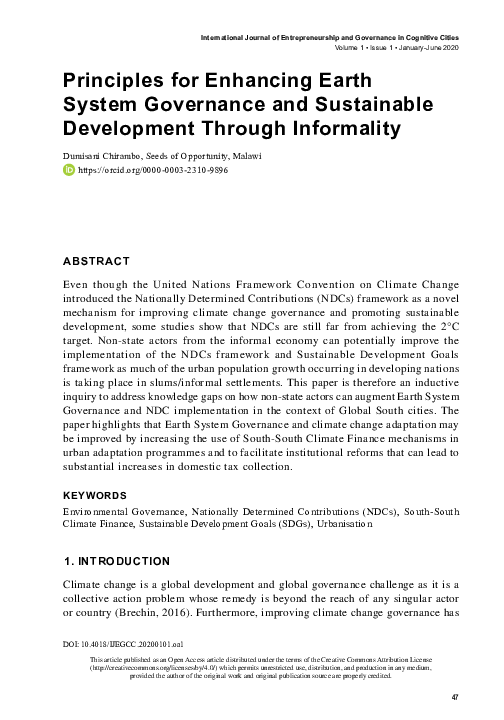 (PDF) Principles for Enhancing Earth System Governance and Sustainable ...