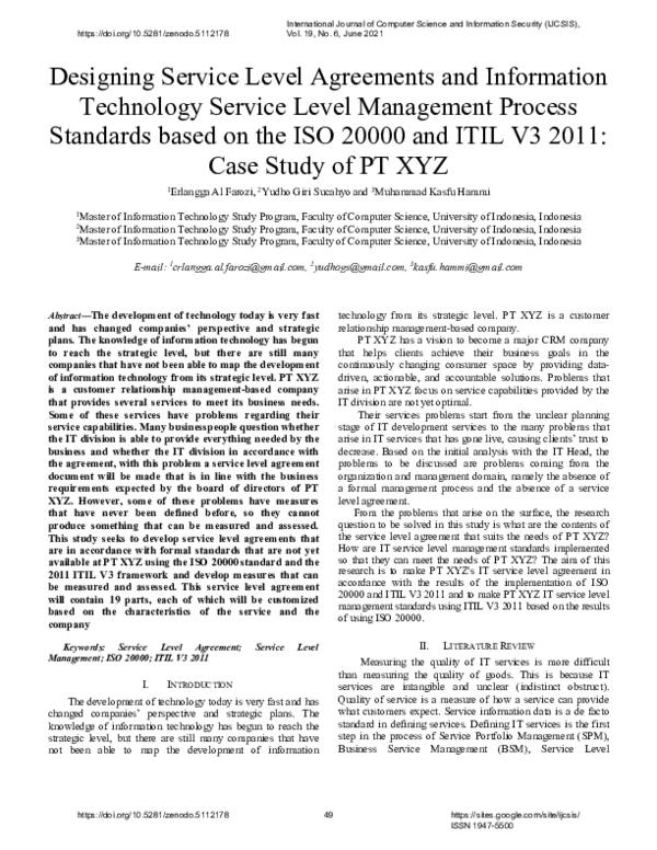 (PDF) Designing Service Level Agreements and Information Technology ...