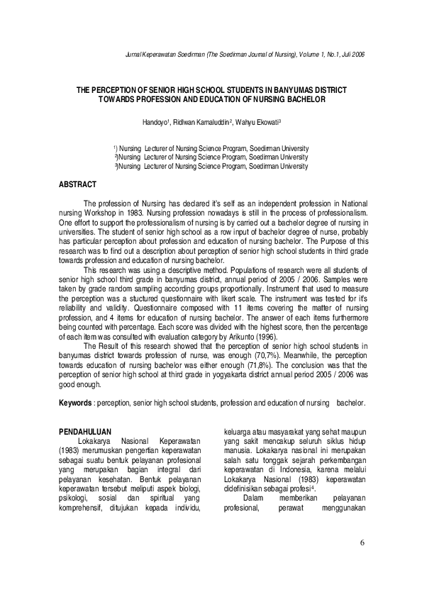 (PDF) The Perception of Senior High School Students in Banyumas Distric ...