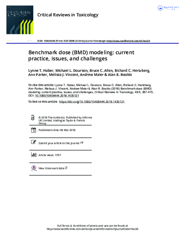 (PDF) Benchmark dose (BMD) modeling: current practice, issues, and ...