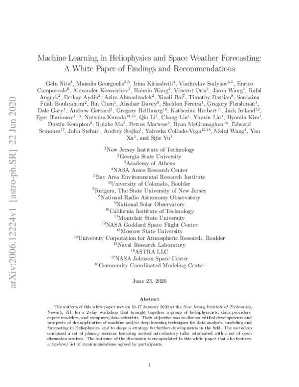 (PDF) Machine Learning in Heliophysics and Space Weather Forecasting: A ...