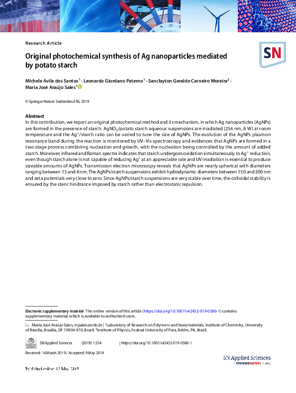 (PDF) Original photochemical synthesis of Ag nanoparticles mediated by ...