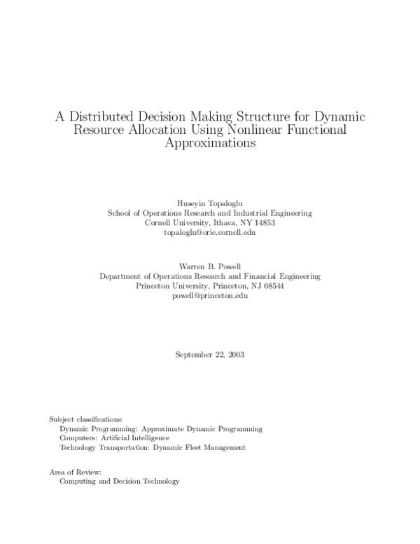 (PDF) A distributed decision-making structure for dynamic resource ...