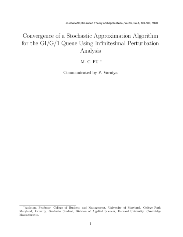 (PDF) Convergence of a stochastic approximation algorithm for the GI/G ...